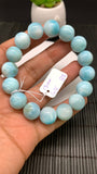 Larimar Bracelet 13 mm size Code# B8 • AAA Quality • Natural Larimar Round Bracelet- Length 7.50 Inch