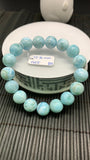 Larimar Bracelet 12.50 mm size Code# B9 • AAA Quality • Natural Larimar Round Bracelet- Length 7.50 Inch