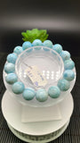 Larimar Bracelet 12 mm size Code# B10 • AAA Quality • Natural Larimar Round Bracelet- Length 7.50 Inch