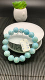 Larimar Bracelet 12 mm size Code# B10 • AAA Quality • Natural Larimar Round Bracelet- Length 7.50 Inch