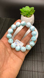 Larimar Bracelet 14 mm size Code# B3 • AAA Quality • Natural Larimar Round Bracelet- Length 7.50 Inch