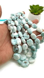 Larimar Oval beads • Size 12-18 x 10-15 mm • Length 16 Inch • AAA Quality • Natural Larimar Beads