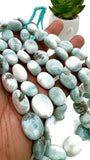 Larimar Oval beads • Size 12-18 x 10-15 mm • Length 16 Inch • AAA Quality • Natural Larimar Beads