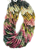 Multi Tourmaline faceted 4MM Rondelle , Mix color beads Fine quality 14" Strand, Tourmaline faceted roundel.