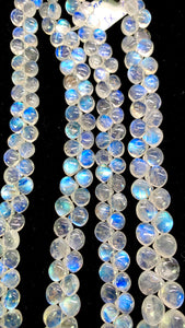 Moonstone  Briolette • 6 - 6.5 mm size • 4A Quality • Length 10 Inch • Rainbow Moonstone Heart Briolette Beads