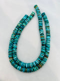 Natural Turquoise 12MM Heishi shape, genuine Turquoise beads, Length 16” origin Hubei Mine.