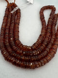 Hessonite Garnet faceted Heishi, size 6mm, length 16" Mozambique garnet, brown garnet faceted heishi/tyre shape.