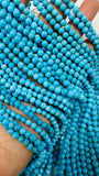 4MM Sleeping Beauty Turquoise Round Beads -100 % Natural Turquoise - Length 40 cm - Turquoise Round Blue AAAA Quality