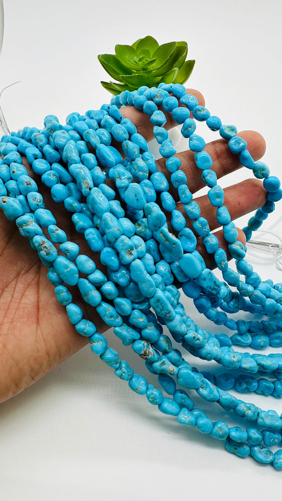 Kingman Turquoise Nugget Beads • 6-11 X 6-9 mm Size • AAA Quality •  Length 40cm • Natural American Turquoise