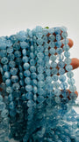Aquamarine Coin Beads • 8 mm size • AAA Quality • 40 cm Length• Blue Color • Natural Aquamarine Beads