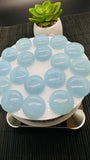 Aquamarine Round Cabs • 20 mm Size • Pack of 1 Pc • Natural Aquamarine cabochon• AAA Quality•  Flat Back Cabochons