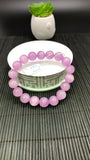 Kunzite Bracelet - 12 mm Size - Code# D5 - AAAA Quality - Natural Kunzite Round Bracelet - Length 7.5 Inch