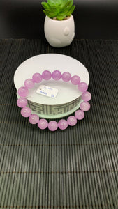 Kunzite Bracelet - 12 mm Size - Code# D6 - AAAA Quality - Natural Kunzite Round Bracelet - Length 7.5 Inch