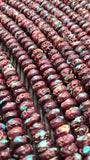 Purple Spiny Oyster Shell with Turquoise Rondelle Beads • 6/ 8 mm Size • 40 cm length • AAA Quality • Spiny oyster Roundel Beads