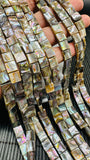 Abalone Shell Square Beads • 8 mm Size • 40 cm length • AAA Quality • Natural Abalone Shell • Origin Australia
