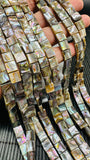 Abalone Shell Square Beads • 8 mm Size • 40 cm length • AAA Quality • Natural Abalone Shell • Origin Australia