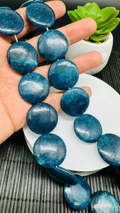 Neon Apatite Coin Beads - 20 / 24  mm Size - 40 cm Length - AAA Quality- Neon Apatite Shape Beads