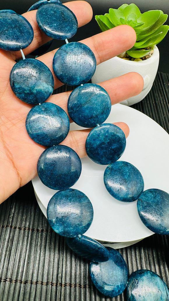 Neon Apatite Coin Beads - 20 / 24  mm Size - 40 cm Length - AAA Quality- Neon Apatite Shape Beads