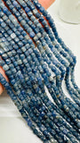 Blue Sapphire Faceted Cube Beads • 4 mm Size • Length 40 cm • AA Quality • Natural Sapphire Box Beads •