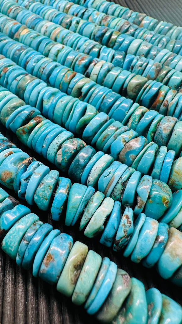 Turquoise Heishi Beads- 12 mm Size - 40 cm Length - AAA Quality- Natural Turquoise Rondelle Beads