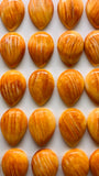 Spiny Oyster Shell Pear Cabs • 10x14 mm Size • Pack of 2 Pcs • AAA Quality • Natural Shell Cabochon • Orange Color