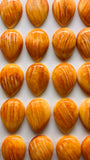 Spiny Oyster Shell Pear Cabs • 10x14 mm Size • Pack of 2 Pcs • AAA Quality • Natural Shell Cabochon • Orange Color