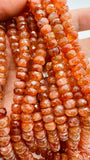 Sunstone Faceted Roundel Beads • 6.5 to 8 mm Size •  16 Inch Length •  AAA Quality - Natural Sunstone Rondelle Beads