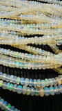 Ethiopian Opal Faceted Roundel Beads • 4- 6 mm size • 16 Inch Strand • AAAA Quality • Natural Ethiopian Opal Rondelle Beads