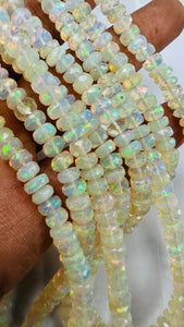 Ethiopian Opal Faceted Roundel Beads • 5-6 mm size • 16 Inch Strand • AAAA Quality • Natural Ethiopian Opal Rondelle Beads