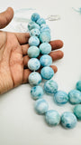 Larimar Round Beads • 18 mm Size • 4A Quality • Code L3/L4 • Blue Color • Natural Larimar • Length 40 cm • Larimar Rare Beads