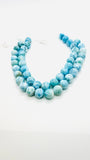 Larimar Round Beads • 18 mm Size • 4A Quality • Code L3/L4 • Blue Color • Natural Larimar • Length 40 cm • Larimar Rare Beads