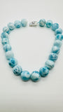 Larimar Round Beads • 18 mm Size • 4A Quality • Code L5 • Blue Color • Natural Larimar • Length 40 cm • Larimar Rare Beads