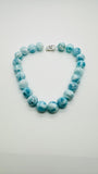 Larimar Round Beads • 18 mm Size • 4A Quality • Code L5 • Blue Color • Natural Larimar • Length 40 cm • Larimar Rare Beads