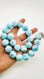 Larimar Round Beads • 18 mm Size • 4A Quality • Code L5 • Blue Color • Natural Larimar • Length 40 cm • Larimar Rare Beads