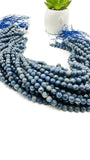 Blue Sapphire Round Faceted Beads • 5 / 6 mm Size • Length 40 cm • AAA Quality • Natural Sapphire Beads •