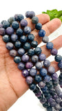 Blue Sapphire Round Faceted Beads • 8 mm Size • Length 40 cm • AA Quality • Natural Sapphire Beads •