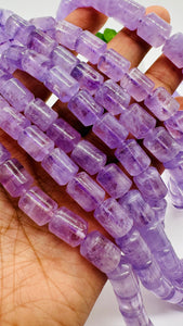 Lavender Amethyst Tube Beads • 9x12 mm Size • Natural Lavender Amethyst Cylindrical Beads•  Length 40 Cm • Origin Brazil