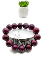 Ruby Bracelet • 15 mm Size • Code D6 • 7.5  Inch Length • AAA Quality • Natural Ruby Round Bracelet