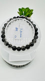 Black Rutile Bracelet • 7.80 mm Size • Code #C1 • AAAA Quality • 7.5 Inch Length • Natural Rutilated Quartz  • Rutile Round Bracelet