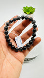 Black Rutile Bracelet • 8.50 mm Size • Code #C6 • AAAA Quality • 7.5 Inch Length • Natural Rutilated Quartz  • Rutile Round Bracelet