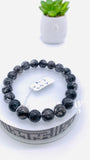 Black Rutile Bracelet • 10.50 mm Size • Code #C15 • AAAA Quality • 8 Inch Length • Natural Rutilated Quartz  • Rutile Round Bracelet