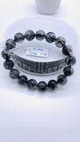 Black Rutile Bracelet • 12 mm Size • Code #C18 • AAAA Quality • 7.5 Inch Length • Natural Rutilated Quartz  • Rutile Round Bracelet