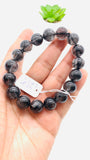 Black Rutile Bracelet • 12.50 mm Size • Code #C19 • AAAA Quality • 7.5 Inch Length • Natural Rutilated Quartz  • Rutile Round Bracelet