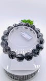 Black Rutile Bracelet • 12.50 mm Size • Code #C20 • AAAA Quality • 7.5 Inch Length • Natural Rutilated Quartz  • Rutile Round Bracelet