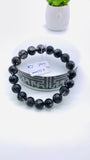 Black Rutile Bracelet • 11.50 mm Size • Code #C21 • AAAA Quality • 7.5 Inch Length • Natural Rutilated Quartz • Rutile Round Bracelet