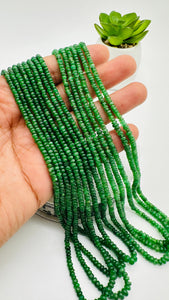 Tsavorite Roundel Beads • 3 to 4 mm Size• Code #T4 • AAA Quality• Length 16 Inch• Natural Tsavorite Rondelle Beads• Green Garnet Beads