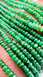 Tsavorite Roundel Beads • 3 to 4 mm Size• Code #T4 • AAA Quality• Length 16 Inch• Natural Tsavorite Rondelle Beads• Green Garnet Beads