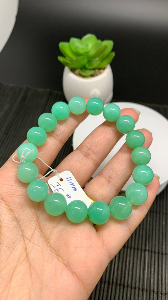 Chrysoprase  Bracelet • 11 mm Size • Code #D12 •  AAA quality • Length 7.5” • Natural Chrysoprase Round Bracelet • Origin Australia