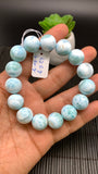 Larimar Bracelet 14 mm size Code# B3 • AAA Quality • Natural Larimar Round Bracelet- Length 7.50 Inch