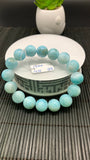 Larimar Bracelet 13 mm size Code# B8 • AAA Quality • Natural Larimar Round Bracelet- Length 7.50 Inch